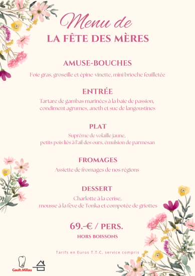 Menu de la fête des mères à Dijon au restaurant La Closerie