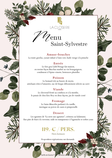 Menu de la Saint-Sylvestre La Closerie Dijon
